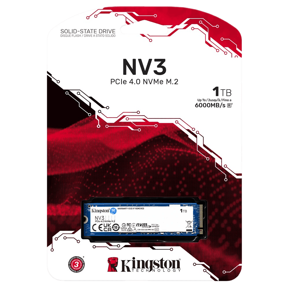 Disco Duro Sólido SSD Kingston NV3 1TB M.2 PCIe 4.0 NVMe