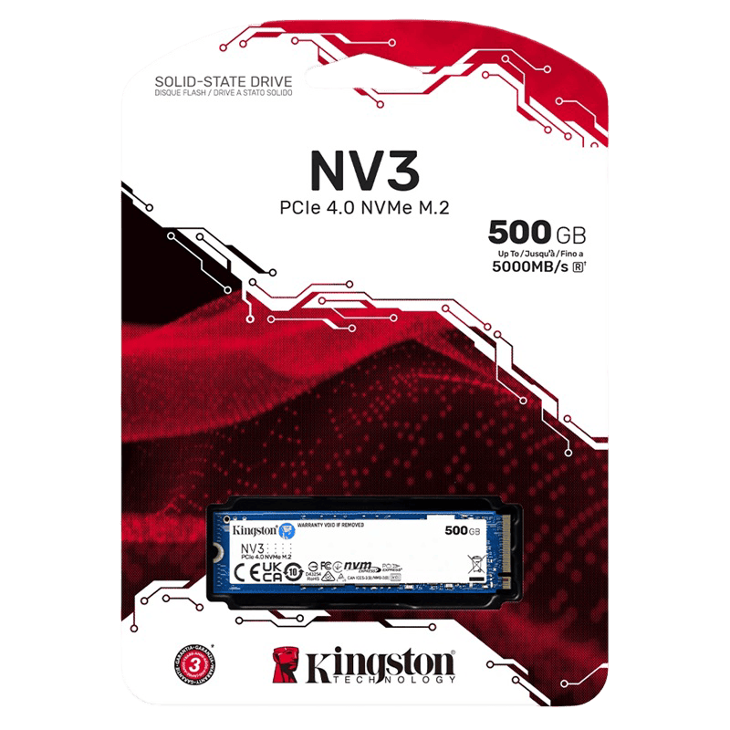 Disco Sólido SSD Kingston NV3 500GB M.2 NVMe PCIe 4.0 5000MB/s
